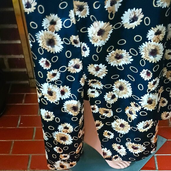 Barbizon Floral Kaftan Night Gown L Vintage Blue Daisy Maxi Muumuu House Dress - Picture 4 of 9